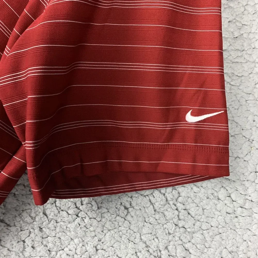 Nike Golf Fit Dry Polo Shirt Men's SIze XL Red Striped Dri Golfer Preppy Summer‎